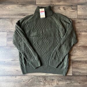 Nike Men's Cable Knit Turtleneck Sweater Loose Fit Green Size Large FB7770-325